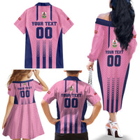 Custom Football Bermuda Family Matching Off The Shoulder Long Sleeve Dress and Hawaiian Shirt Gombey Warriors Go Champions - Wonder Print Shop