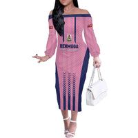 Custom Football Bermuda Family Matching Off The Shoulder Long Sleeve Dress and Hawaiian Shirt Gombey Warriors Go Champions - Wonder Print Shop