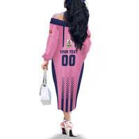 Custom Football Bermuda Family Matching Off The Shoulder Long Sleeve Dress and Hawaiian Shirt Gombey Warriors Go Champions - Wonder Print Shop