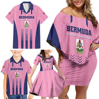 Custom Football Bermuda Family Matching Off Shoulder Short Dress and Hawaiian Shirt Gombey Warriors Go Champions - Wonder Print Shop