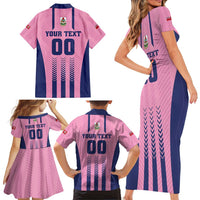 Custom Football Bermuda Family Matching Short Sleeve Bodycon Dress and Hawaiian Shirt Gombey Warriors Go Champions - Wonder Print Shop
