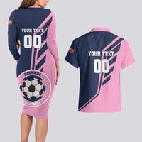 Custom Bermuda Football Couples Matching Long Sleeve Bodycon Dress and Hawaiian Shirt Come On Gombey Warriors - Wonder Print Shop