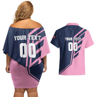 Custom Bermuda Football Couples Matching Off Shoulder Short Dress and Hawaiian Shirt Come On Gombey Warriors - Wonder Print Shop