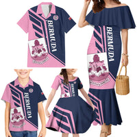 Custom Bermuda Football Family Matching Mermaid Dress and Hawaiian Shirt Come On Gombey Warriors - Wonder Print Shop