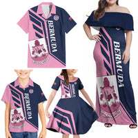 Custom Bermuda Football Family Matching Off Shoulder Maxi Dress and Hawaiian Shirt Come On Gombey Warriors - Wonder Print Shop