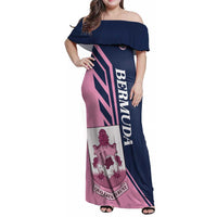 Custom Bermuda Football Family Matching Off Shoulder Maxi Dress and Hawaiian Shirt Come On Gombey Warriors - Wonder Print Shop