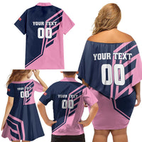 Custom Bermuda Football Family Matching Off Shoulder Short Dress and Hawaiian Shirt Come On Gombey Warriors - Wonder Print Shop