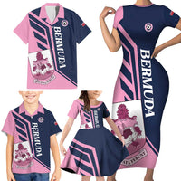 Custom Bermuda Football Family Matching Short Sleeve Bodycon Dress and Hawaiian Shirt Come On Gombey Warriors - Wonder Print Shop