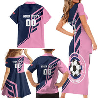 Custom Bermuda Football Family Matching Short Sleeve Bodycon Dress and Hawaiian Shirt Come On Gombey Warriors - Wonder Print Shop
