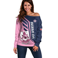 Custom Bermuda Football Off Shoulder Sweater Come On Gombey Warriors - Wonder Print Shop