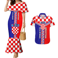 Croatia mermaid dress with checkered red sleeves, blue crest, and matching short-sleeve shirt