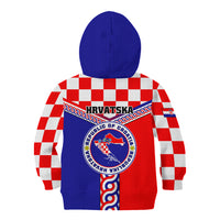 Croatia Kid Hoodie Hrvatska Interlace With Coat Of Arms - Wonder Print Shop
