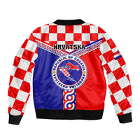Croatia Sleeve Zip Bomber Jacket Hrvatska Interlace With Coat Of Arms - Wonder Print Shop