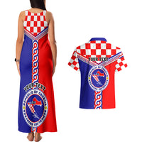 Custom Croatia Couples Matching Tank Maxi Dress And Hawaiian Shirt Hrvatska Interlace With Coat Of Arms - Wonder Print Shop