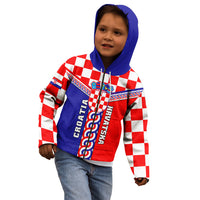 Custom Croatia Kid Hoodie Hrvatska Interlace With Coat Of Arms - Wonder Print Shop