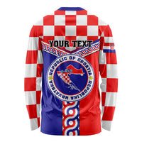 Custom Croatia Long Sleeve Shirt Hrvatska Interlace With Coat Of Arms LT01