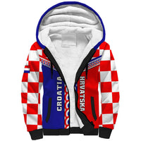 Custom Croatia Sherpa Hoodie Hrvatska Interlace With Coat Of Arms - Wonder Print Shop