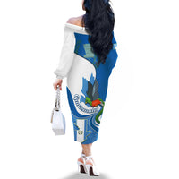 Guatemala Off The Shoulder Long Sleeve Dress Guatemalan Quetzal With Coat of Arms - Wonder Print Shop