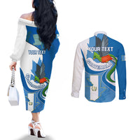 personalised-guatemala-couples-matching-off-the-shoulder-long-sleeve-dress-and-long-sleeve-button-shirts-guatemalan-quetzal-with-coat-of-arms