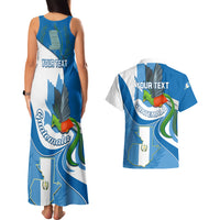 Personalised Guatemala Couples Matching Tank Maxi Dress and Hawaiian Shirt Guatemalan Quetzal With Coat of Arms - Wonder Print Shop