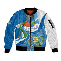 Personalised Guatemala Sleeve Zip Bomber Jacket Guatemalan Quetzal With Coat of Arms - Wonder Print Shop