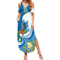 Personalised Guatemala Summer Maxi Dress Guatemalan Quetzal With Coat of Arms - Wonder Print Shop