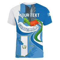 Personalised Guatemala Women V Neck T Shirt Guatemalan Quetzal With Coat of Arms - Wonder Print Shop