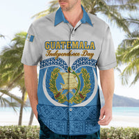 Guatemala Independence Day Hawaiian Shirt Guatemalan Coat of Arms Mix Maya Pattern - Wonder Print Shop