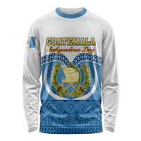 Guatemala Independence Day Long Sleeve Shirt Guatemalan Coat of Arms Mix Maya Pattern LT01