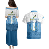 Personalised Guatemala Independence Day Couples Matching Puletasi Dress and Hawaiian Shirt Guatemalan Coat of Arms Mix Maya Pattern - Wonder Print Shop