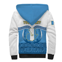 Personalised Guatemala Independence Day Sherpa Hoodie Guatemalan Coat of Arms Mix Maya Pattern - Wonder Print Shop