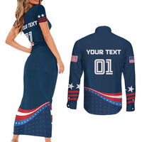 Custom USA Star Medal Couples Matching Short Sleeve Bodycon Dress and Long Sleeve Button Shirt United States of America Champion - Wonder Print Shop