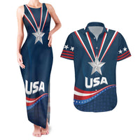 Custom USA Star Medal Couples Matching Tank Maxi Dress and Hawaiian Shirt United States of America Champion - Wonder Print Shop