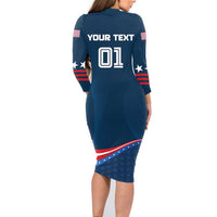 Custom USA Star Medal Family Matching Long Sleeve Bodycon Dress and Hawaiian Shirt United States of America Champion - Wonder Print Shop