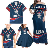 Custom USA Star Medal Family Matching Off Shoulder Maxi Dress and Hawaiian Shirt United States of America Champion - Wonder Print Shop