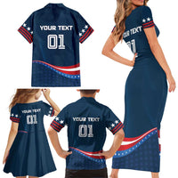 Custom USA Star Medal Family Matching Short Sleeve Bodycon Dress and Hawaiian Shirt Team USA Champion - Wonder Print Shop