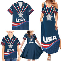 Custom USA Star Medal Family Matching Summer Maxi Dress and Hawaiian Shirt United States of America Champion - Wonder Print Shop