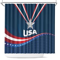USA Silver Star Medal Shower Curtain Team USA Champion
