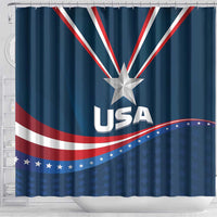 USA Silver Star Medal Shower Curtain Team USA Champion