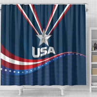 USA Silver Star Medal Shower Curtain Team USA Champion