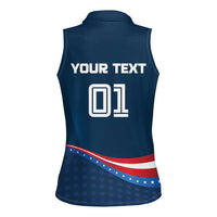 Custom USA Star Medal Women Sleeveless Polo Shirt United States of America Champion - Wonder Print Shop