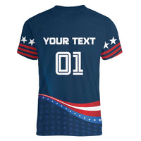 Custom USA Star Medal Women V-Neck T-Shirt United States of America Champion - Wonder Print Shop