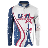 Custom USA Eiffel Tower Button Sweatshirt One Nation One Team - Wonder Print Shop