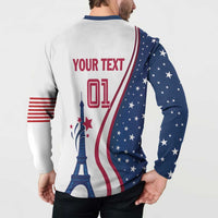Custom USA Eiffel Tower Button Sweatshirt One Nation One Team - Wonder Print Shop