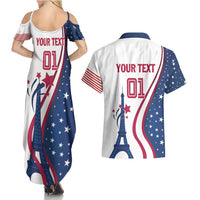 Custom USA Eiffel Tower Couples Matching Summer Maxi Dress and Hawaiian Shirt One Nation One Team - Wonder Print Shop