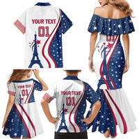 Custom USA Eiffel Tower Family Matching Mermaid Dress and Hawaiian Shirt One Nation One Team - Wonder Print Shop