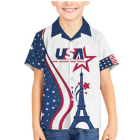 Custom USA Eiffel Tower Family Matching Mermaid Dress and Hawaiian Shirt One Nation One Team - Wonder Print Shop