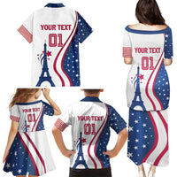 Custom USA Eiffel Tower Family Matching Puletasi and Hawaiian Shirt One Nation One Team - Wonder Print Shop