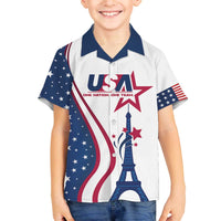 Custom USA Eiffel Tower Family Matching Puletasi and Hawaiian Shirt One Nation One Team - Wonder Print Shop
