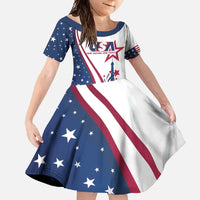 Custom USA Eiffel Tower Family Matching Short Sleeve Bodycon Dress and Hawaiian Shirt One Nation One Team - Wonder Print Shop